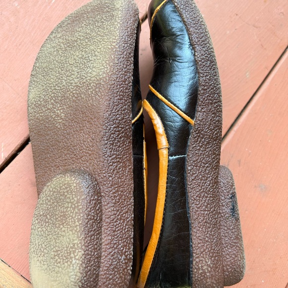 EXIT shoes black flats gold trim thick rubber soles. Sz 37 - Picture 3 of 7